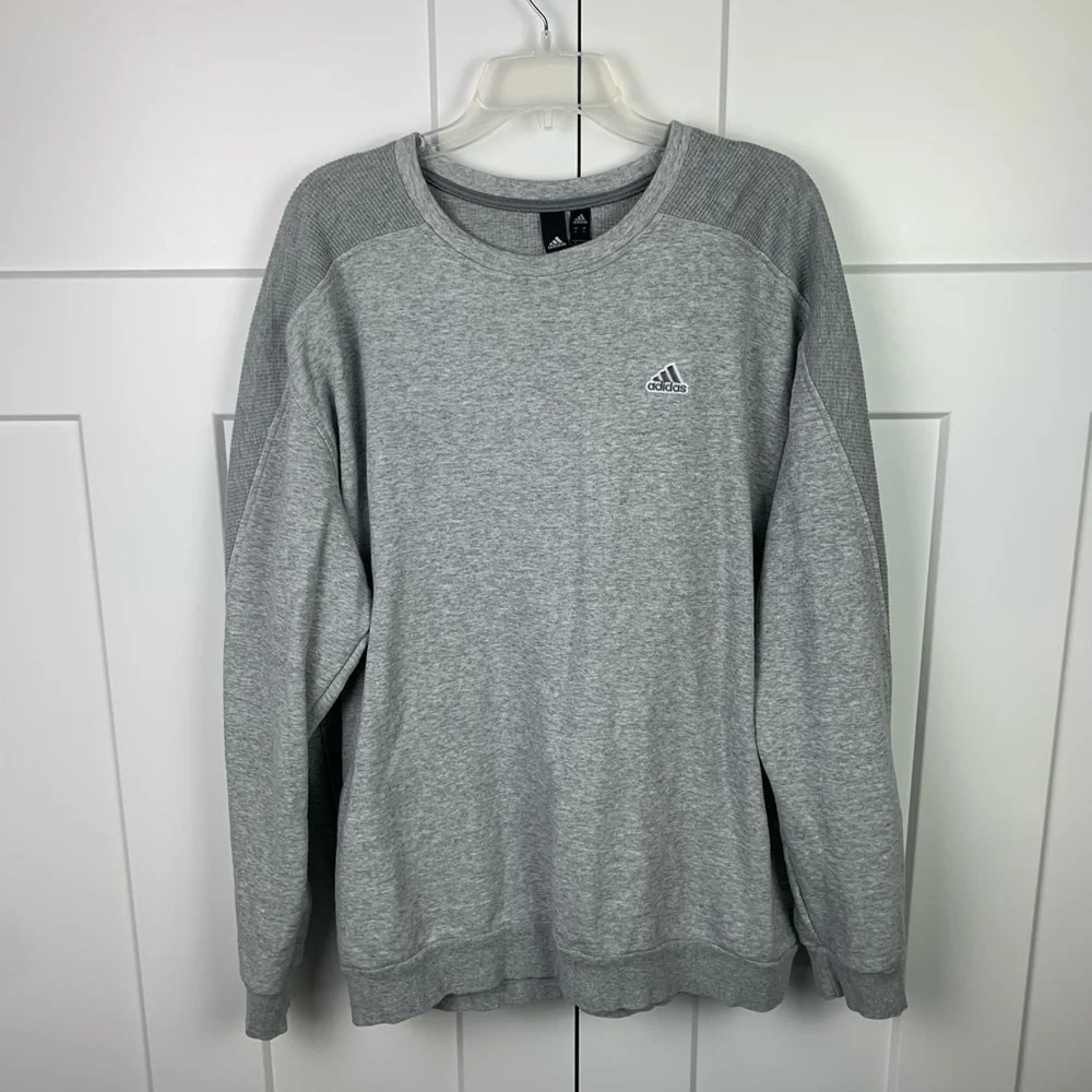 Adidas Men’s XL Ribbed Crew Neck Sweatshirt Gray